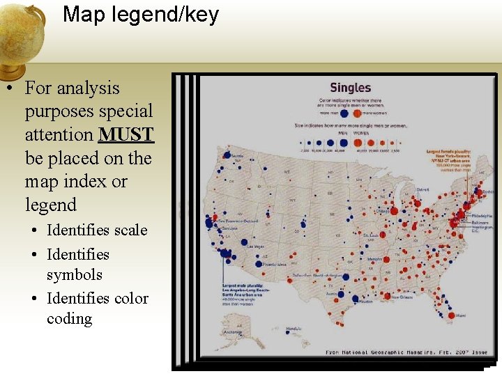 Map legend/key • For analysis purposes special attention MUST be placed on the map