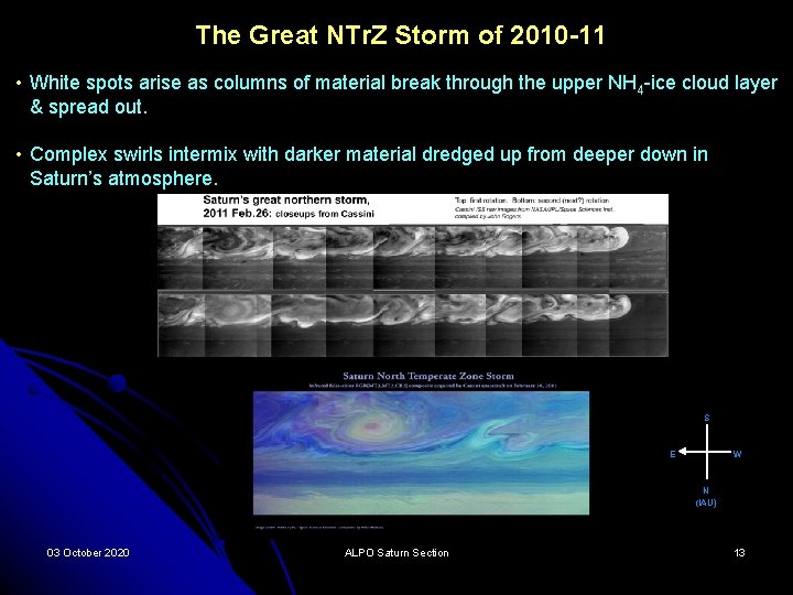 The Great NTr. Z Storm of 2010 -11 • White spots arise as columns