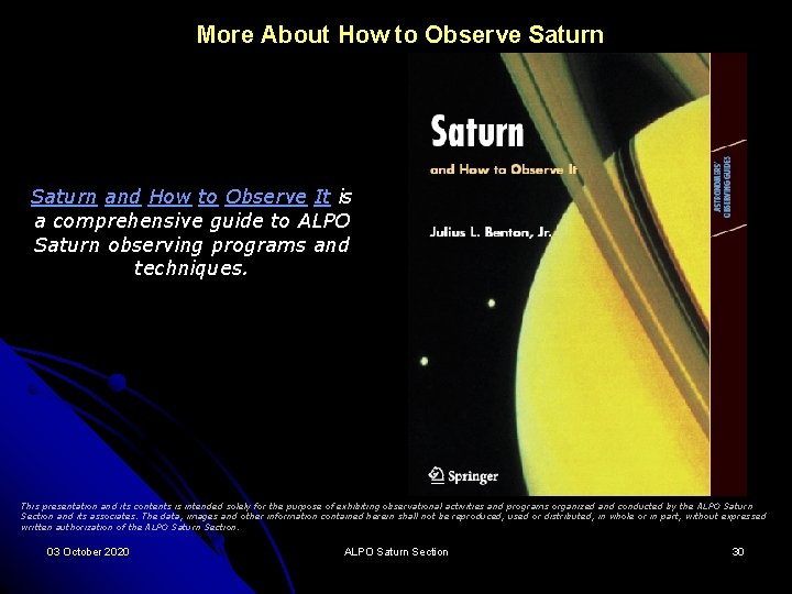 More About How to Observe Saturn and How to Observe It is a comprehensive