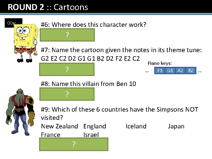 ROUND 2 : : Cartoons 00 s: #6: Where does this character work? Krusty