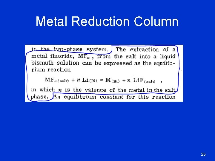 Metal Reduction Column 26 
