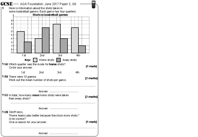 AQA Foundation: June 2017 Paper 3, Q 8 1 Here is information about the