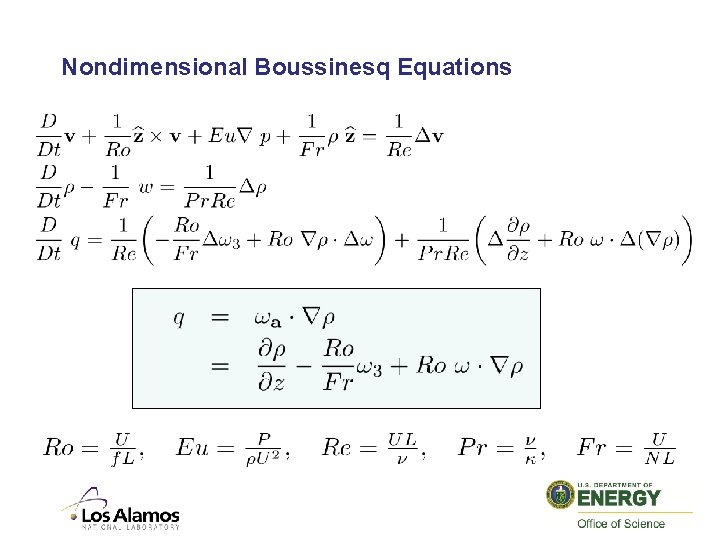 Nondimensional Boussinesq Equations 
