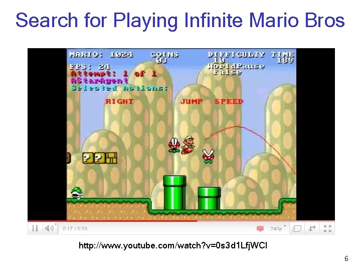 Search for Playing Infinite Mario Bros http: //www. youtube. com/watch? v=0 s 3 d