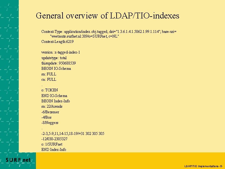 General overview of LDAP/TIO-indexes Content-Type: application/index. obj. tagged; dsi="1. 3. 6. 1. 4. 1.