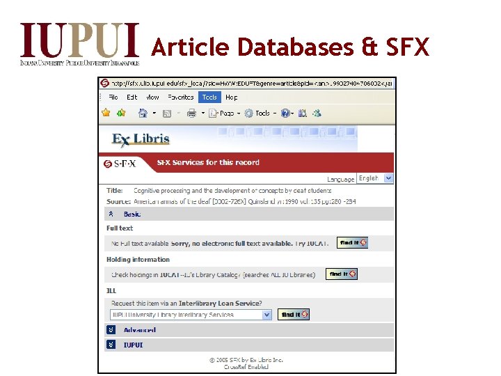 Article Databases & SFX 