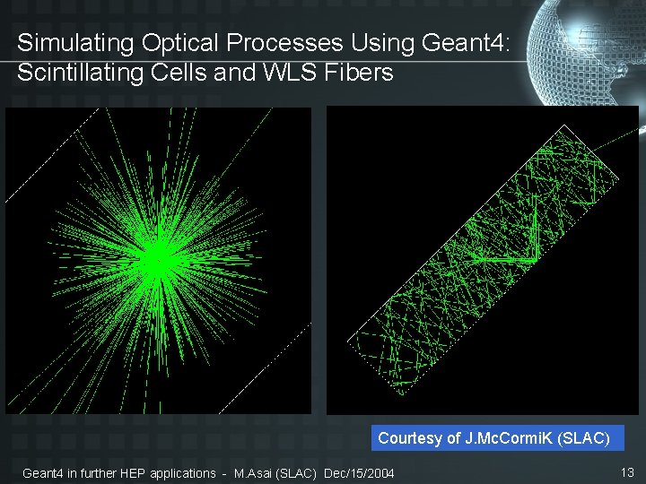 Simulating Optical Processes Using Geant 4: Scintillating Cells and WLS Fibers Courtesy of J.