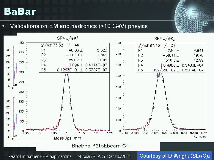 Ba. Bar • Validations on EM and hadronics (<10 Ge. V) phsyics Geant 4