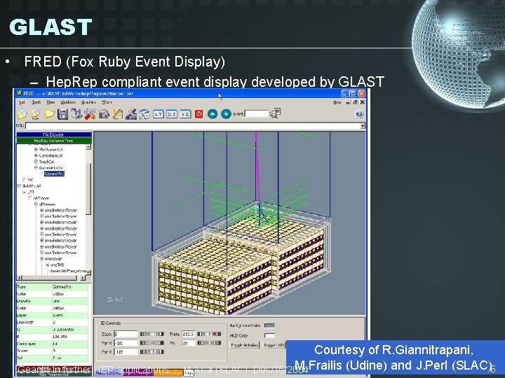 GLAST • FRED (Fox Ruby Event Display) – Hep. Rep compliant event display developed