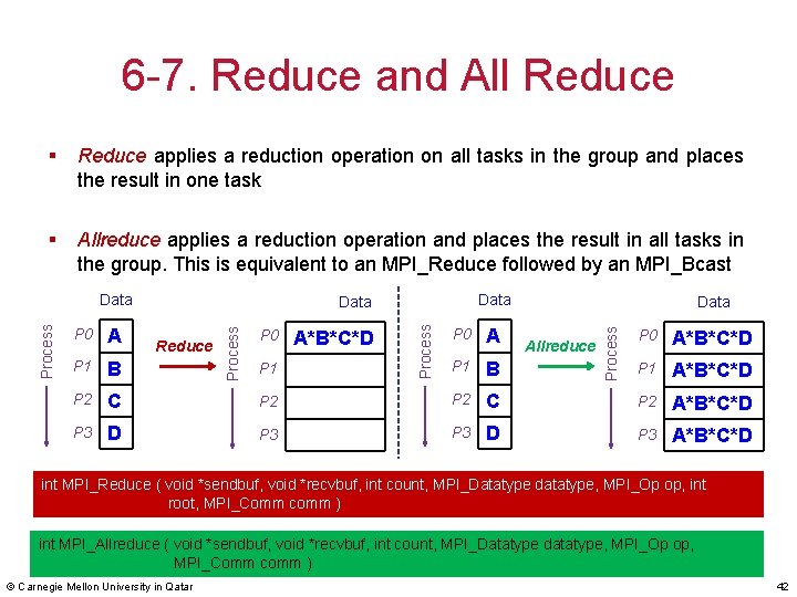 6 -7. Reduce and All Reduce § Reduce applies a reduction operation on all