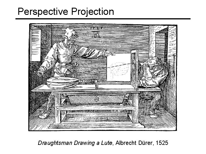 Perspective Projection Draughtsman Drawing a Lute, Albrecht Dürer, 1525 
