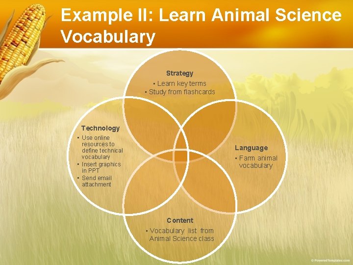 Example II: Learn Animal Science Vocabulary Strategy • Learn key terms • Study from Example II: Learn Animal Science Vocabulary Strategy • Learn key terms • Study from