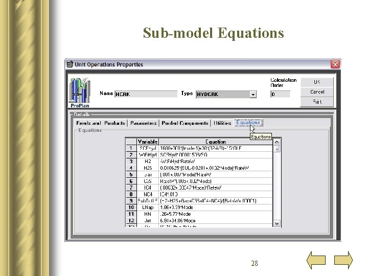 Sub-model Equations 28 