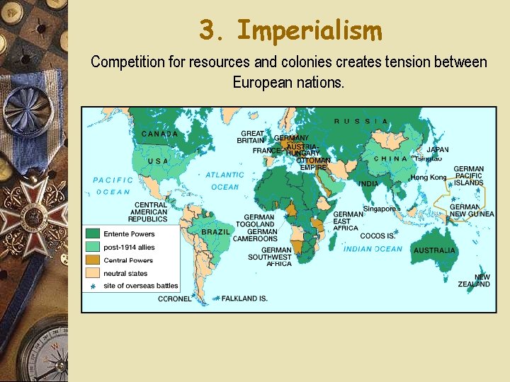 3. Imperialism Competition for resources and colonies creates tension between European nations. 3. Imperialism Competition for resources and colonies creates tension between European nations.