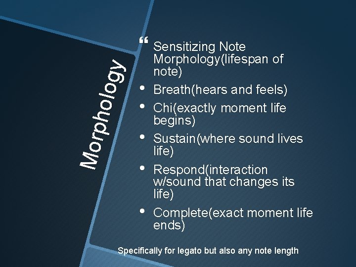 Mo rp h olo g y Sensitizing Note • • • Morphology(lifespan of note)
