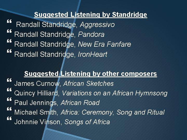  Suggested Listening by Standridge Randall Standridge, Aggressivo Randall Standridge, Pandora Randall Standridge, New