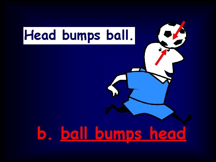 Head bumps ball. b. ball bumps head 