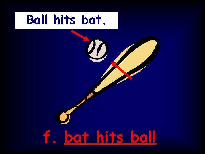 Ball hits bat. f. bat hits ball 