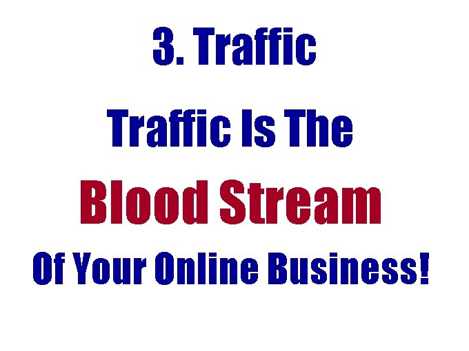 3. Traffic Is The Blood Stream Of Your Online Business! 3. Traffic Is The Blood Stream Of Your Online Business!