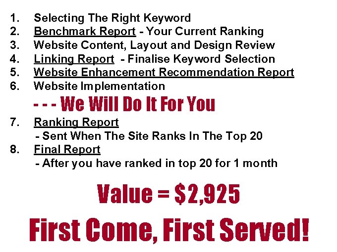 1. 2. 3. 4. 5. 6. Selecting The Right Keyword Benchmark Report - Your 1. 2. 3. 4. 5. 6. Selecting The Right Keyword Benchmark Report - Your