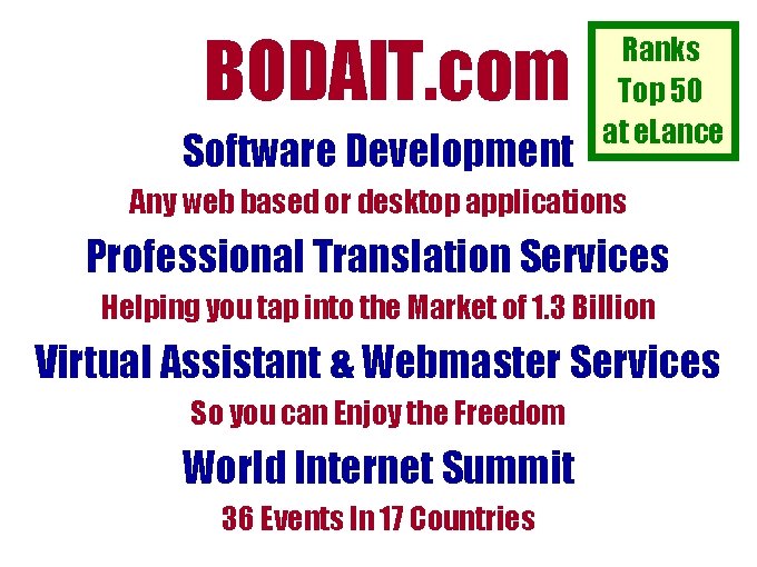BODAIT. com Software Development Ranks Top 50 at e. Lance Any web based or BODAIT. com Software Development Ranks Top 50 at e. Lance Any web based or