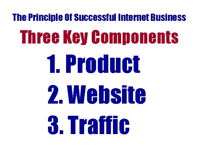 The Principle Of Successful Internet Business Three Key Components 1. Product 2. Website 3. The Principle Of Successful Internet Business Three Key Components 1. Product 2. Website 3.