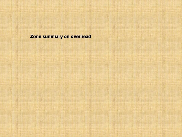 Zone summary on overhead 