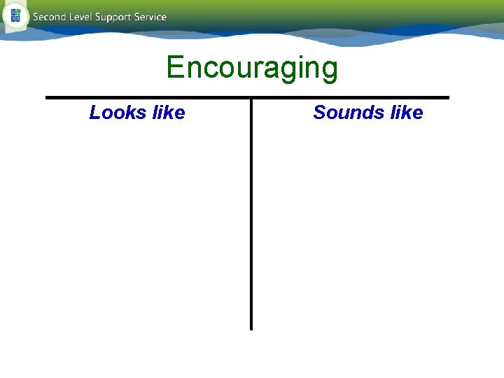 Encouraging Looks like Sounds like Encouraging Looks like Sounds like