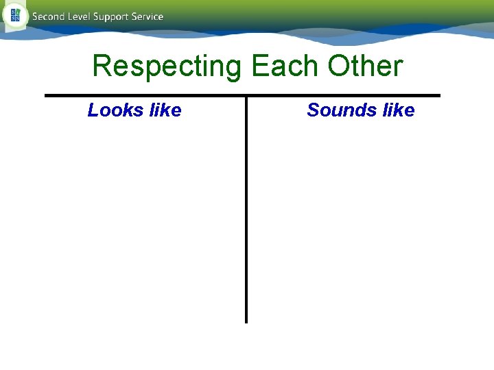 Respecting Each Other Looks like Sounds like Respecting Each Other Looks like Sounds like