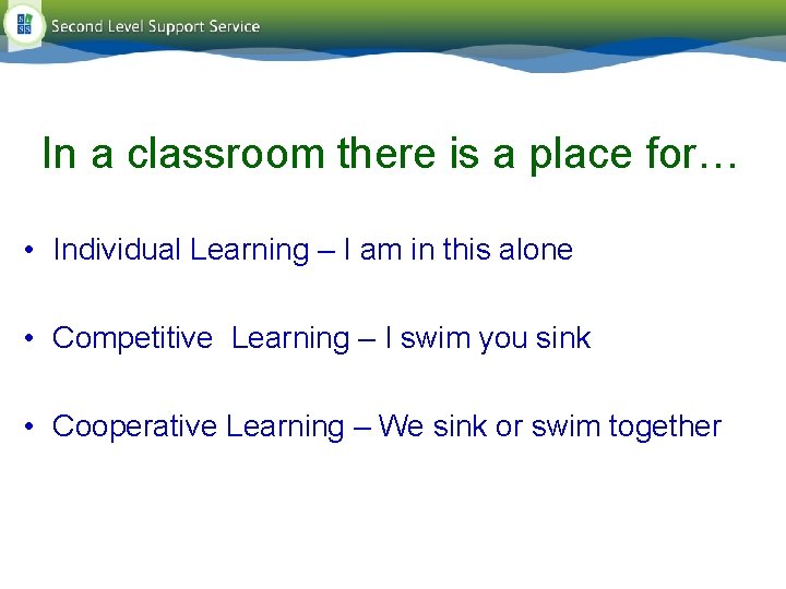 In a classroom there is a place for… • Individual Learning – I am In a classroom there is a place for… • Individual Learning – I am