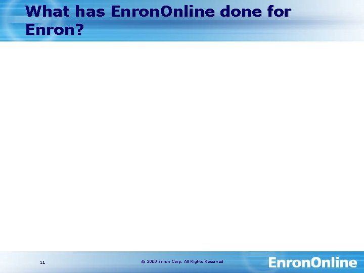 What has Enron. Online done for Enron? 11 © 2000 Enron Corp. All Rights