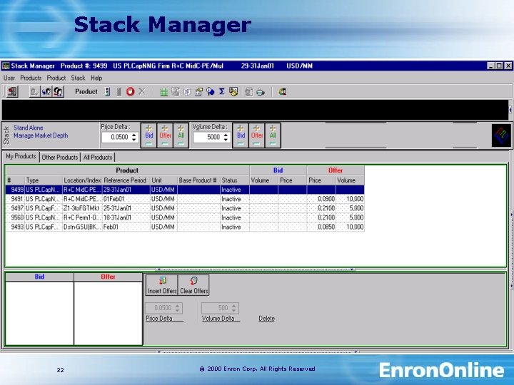 Stack Manager 32 © 2000 Enron Corp. All Rights Reserved 