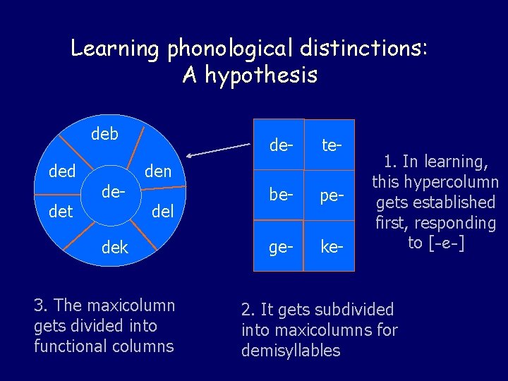 Learning phonological distinctions: A hypothesis deb ded det de- te- be- pe- ge- ke-