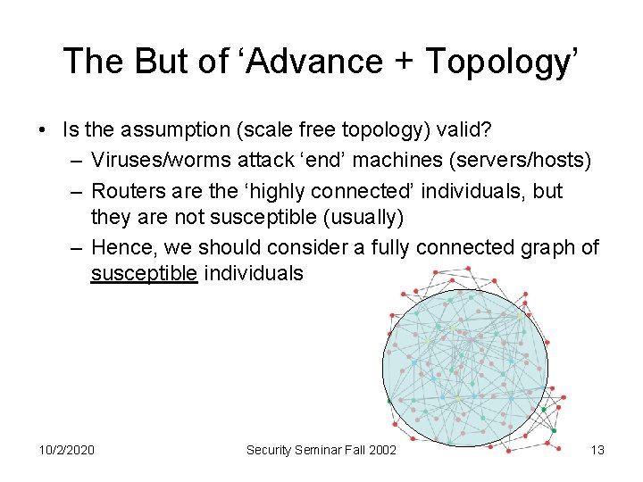 The But of ‘Advance + Topology’ • Is the assumption (scale free topology) valid?