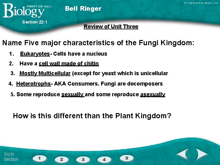 Bell Ringer Section 22 -1 Review of Unit Three Name Five major characteristics of