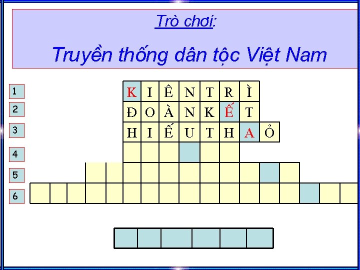 Trß ch¬i: TruyÒn thèng d©n téc ViÖt Nam 1 2 3 4 5 6