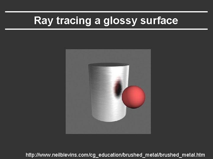 Ray tracing a glossy surface http: //www. neilblevins. com/cg_education/brushed_metal. htm 