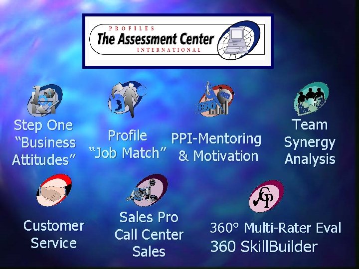 Step One Profile PPI-Mentoring “Business Attitudes” “Job Match” & Motivation Customer Service Sales Pro