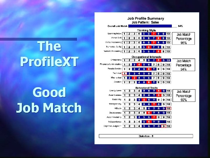 The Profile. XT Good Job Match 