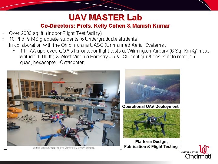 UAV MASTER Lab Co-Directors: Profs. Kelly Cohen & Manish Kumar • • • Over