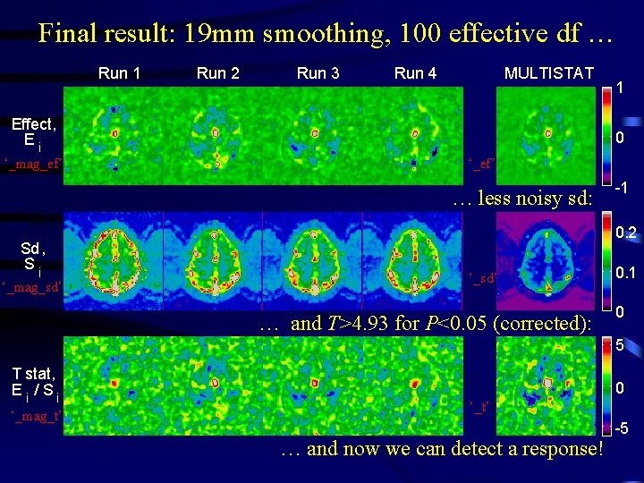 Final result: 19 mm smoothing, 100 effective df … Run 1 Run 2 Run