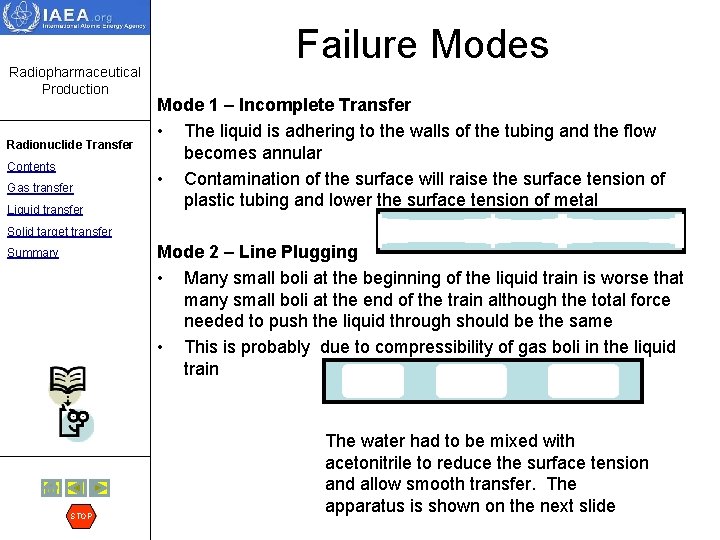 Radiopharmaceutical Production Radionuclide Transfer Contents Gas transfer Liquid transfer Failure Modes Mode 1 –