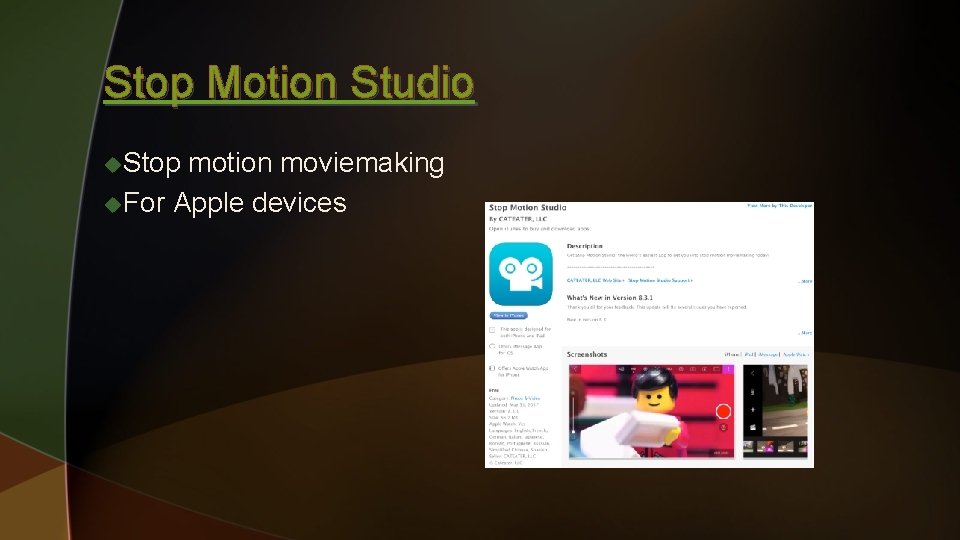 Stop Motion Studio u. Stop motion moviemaking u. For Apple devices 