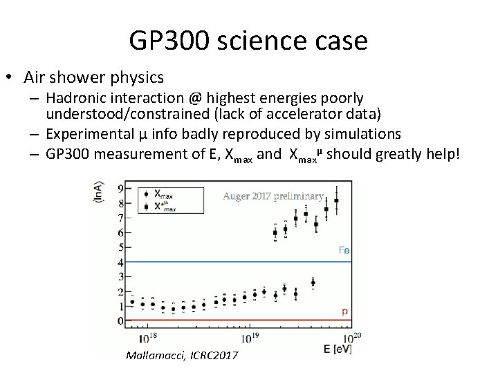 GP 300 science case • Air shower physics – Hadronic interaction @ highest energies GP 300 science case • Air shower physics – Hadronic interaction @ highest energies