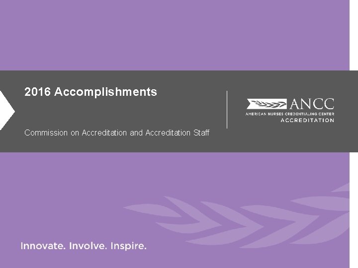 2016 Accomplishments Commission on Accreditation and Accreditation Staff 