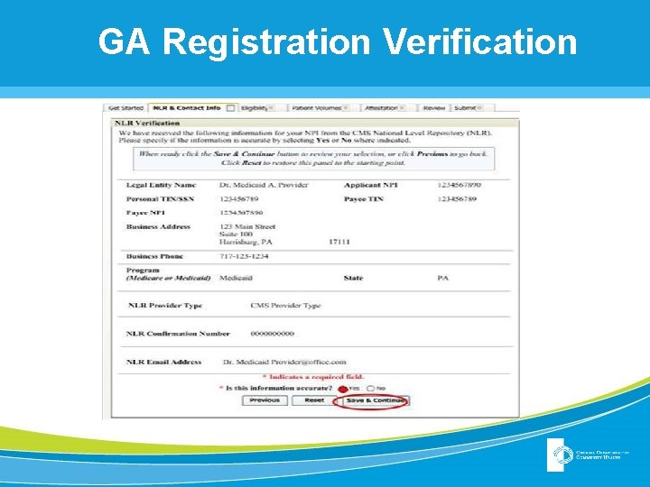 GA Registration Verification GA Registration Verification