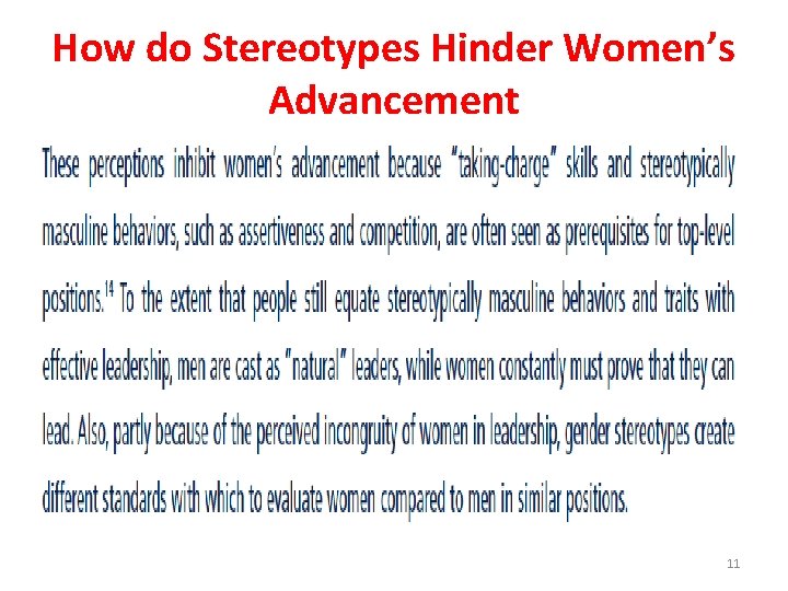 How do Stereotypes Hinder Women’s Advancement 11 