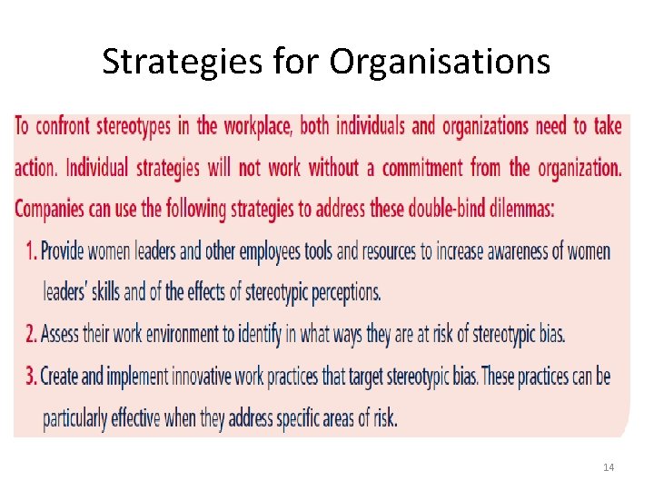 Strategies for Organisations 14 