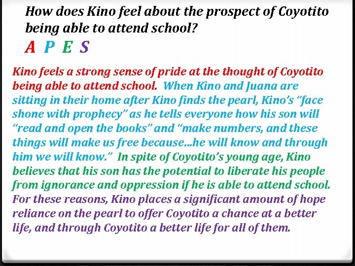 How does Kino feel about the prospect of Coyotito being able to attend school?