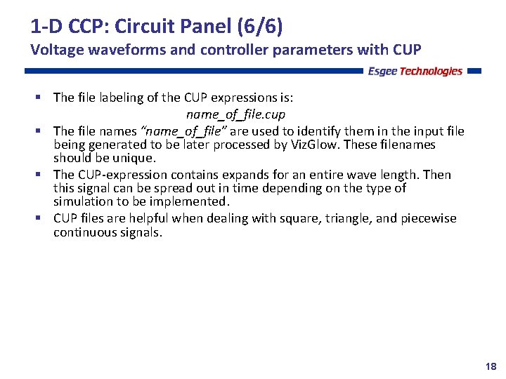 1 -D CCP: Circuit Panel (6/6) Voltage waveforms and controller parameters with CUP The